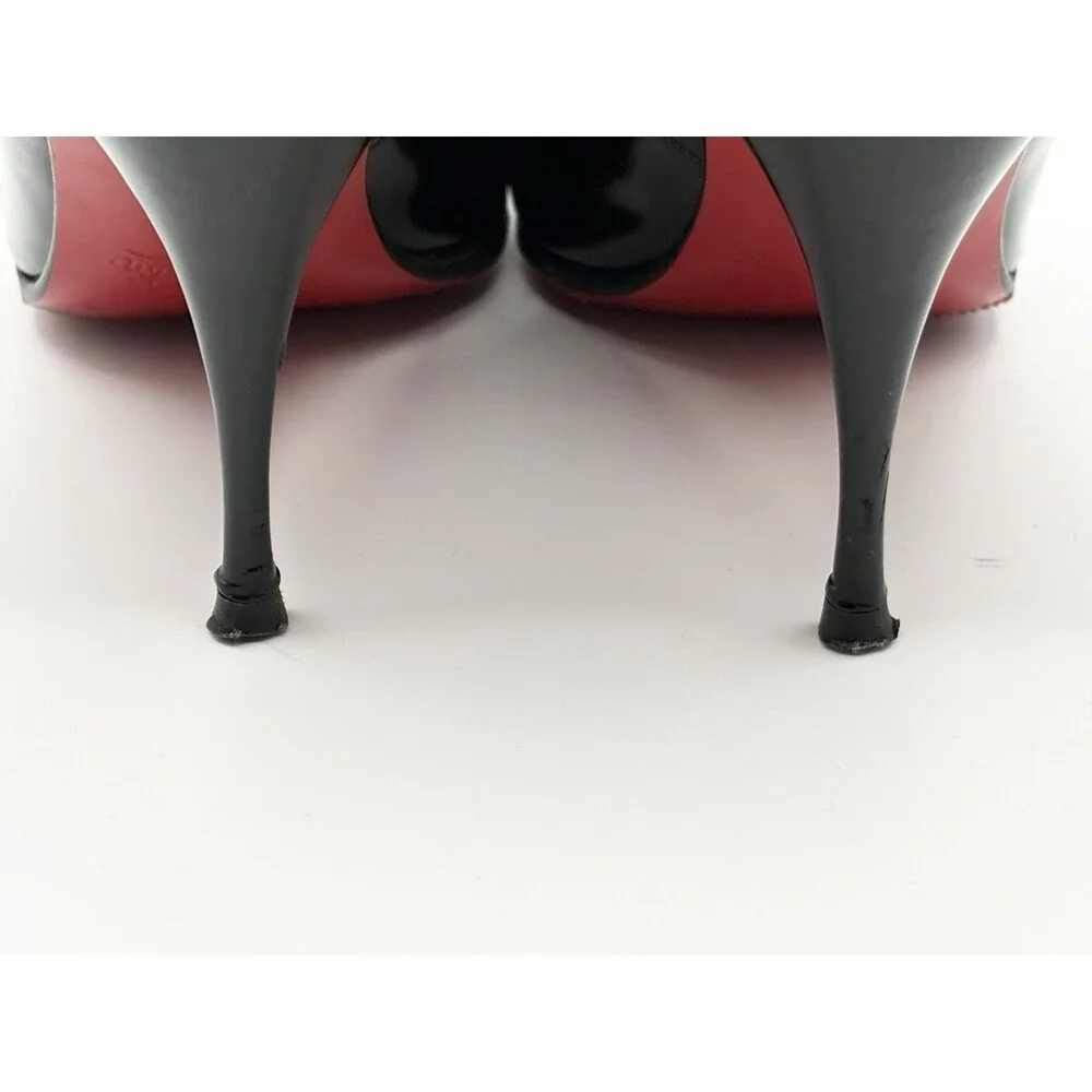 Christian Louboutin Black Patent Leather Pointed Toe Stiletto Heels Size EU 36.5